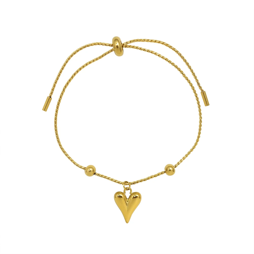 Peach Heart Pendant Drawstring Titanium Steel 18K Gold