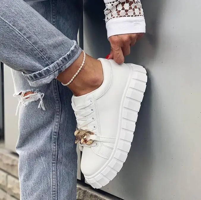2022 new small white shoes large size single shoes casual sports flat sneaker lace-up canvas shoes women