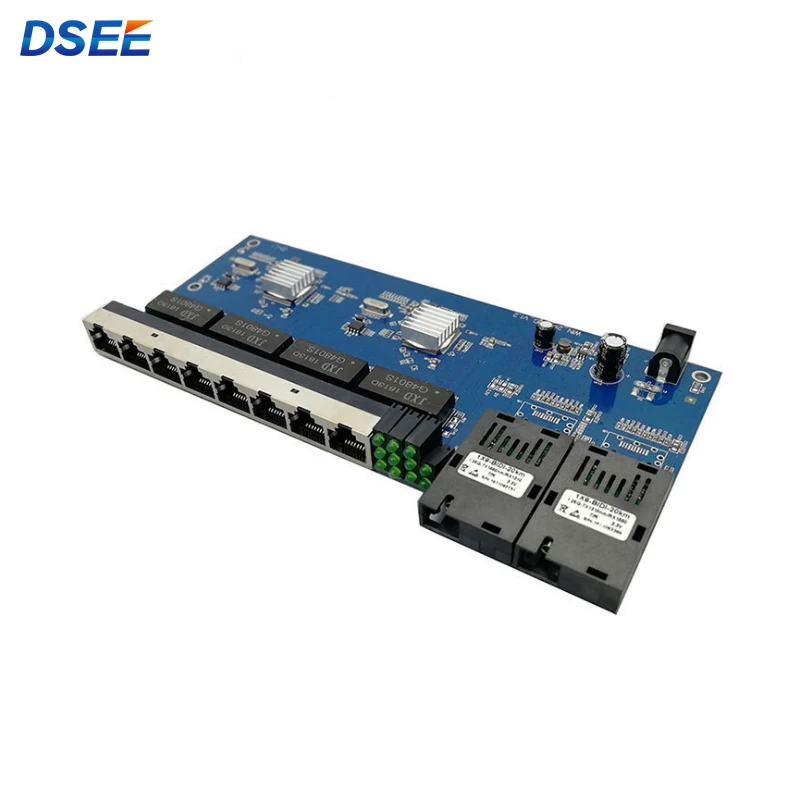 PCBA 8UTP 2SC 10/100/1000M гигабитный коммутатор Ethernet волоконно-оптический медиа преобразователь один режим