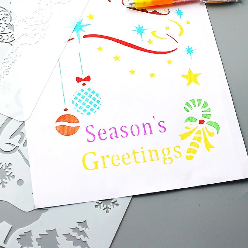 Christmas multifunction drafting tools notebook drawing stencils PET journal template painting stencil