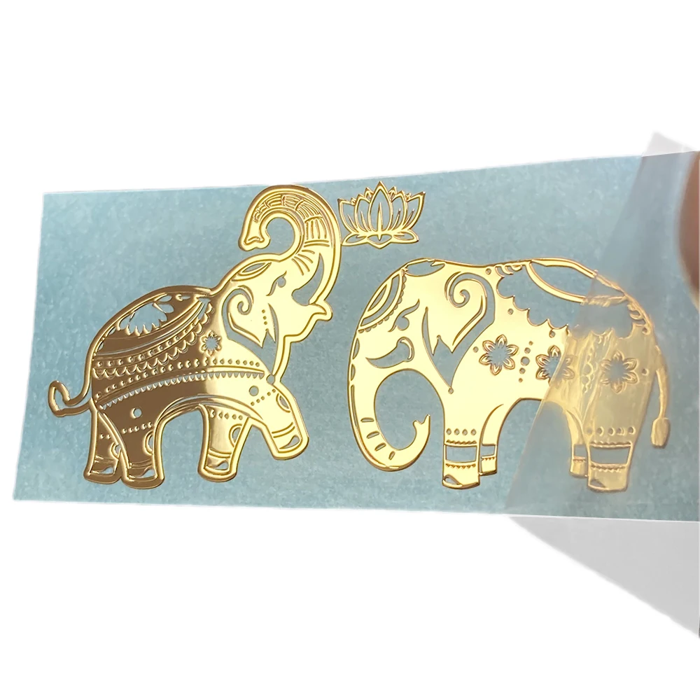 Hollow mirror gold anti fingerprint transfer transparent custom printed label UV logo luxury metal sticker