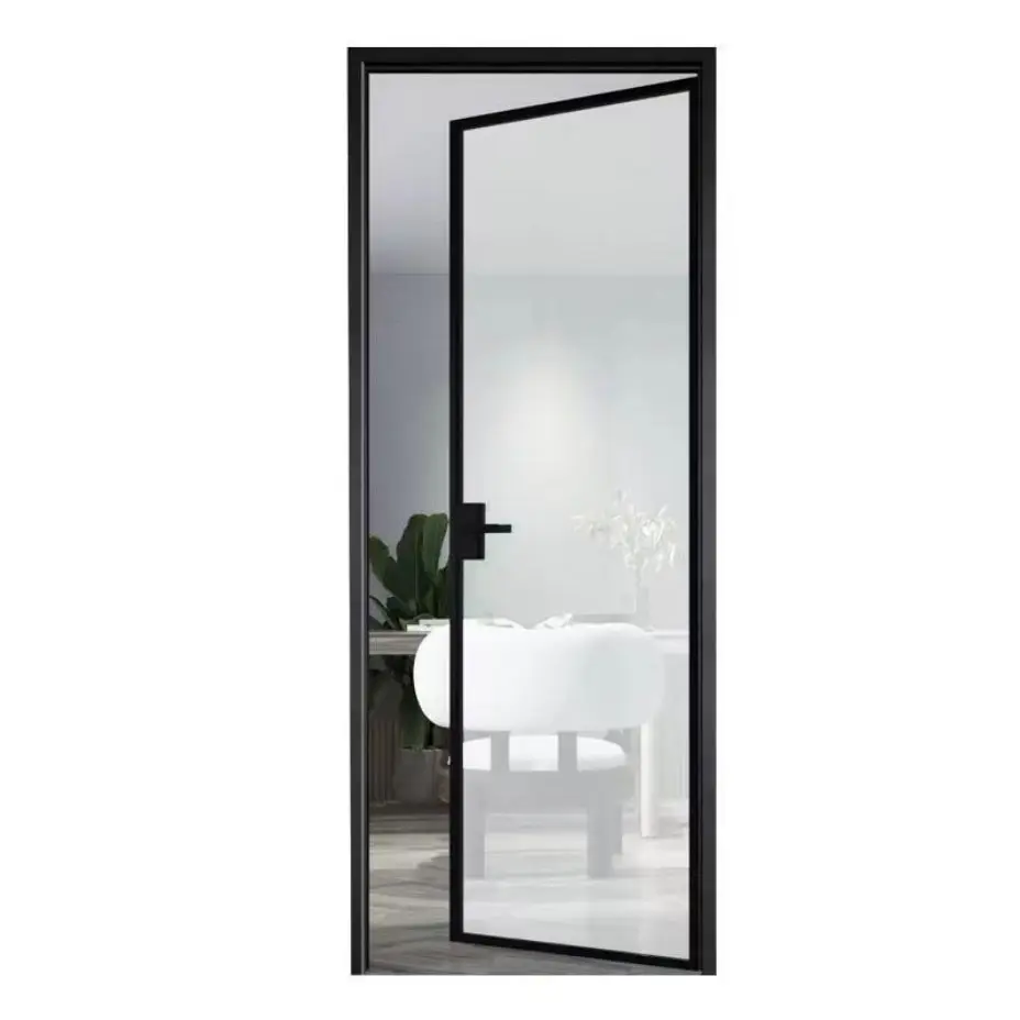 Cheap price latest model aluminium frame  frosted glass waterproof bathroom door