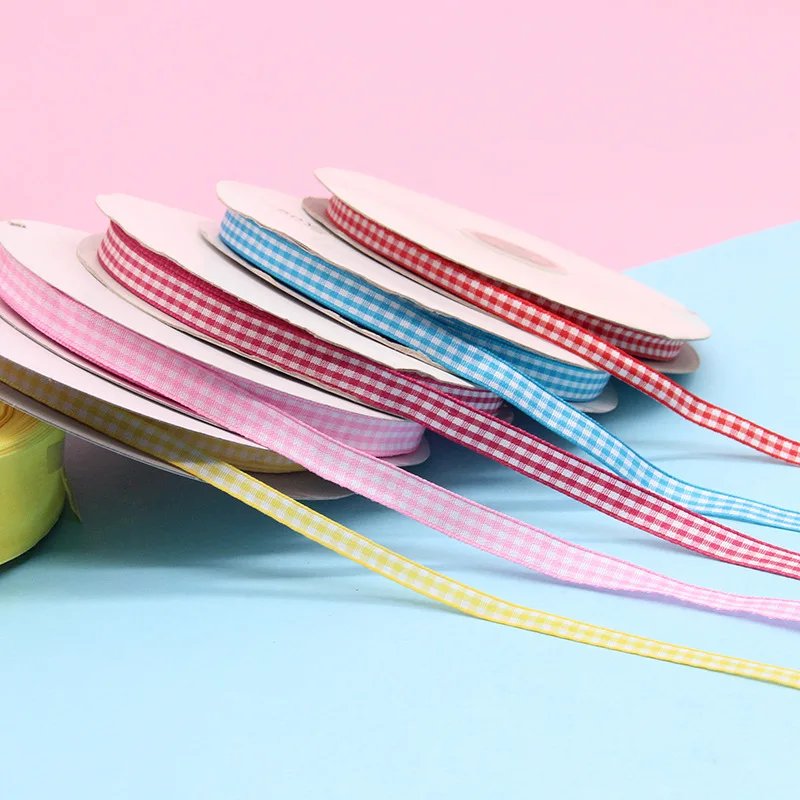 1 cm Scotch Plaid Ribbon Gift box Polyester Plaid Ribbon Bow Gift Wrap Ribbon