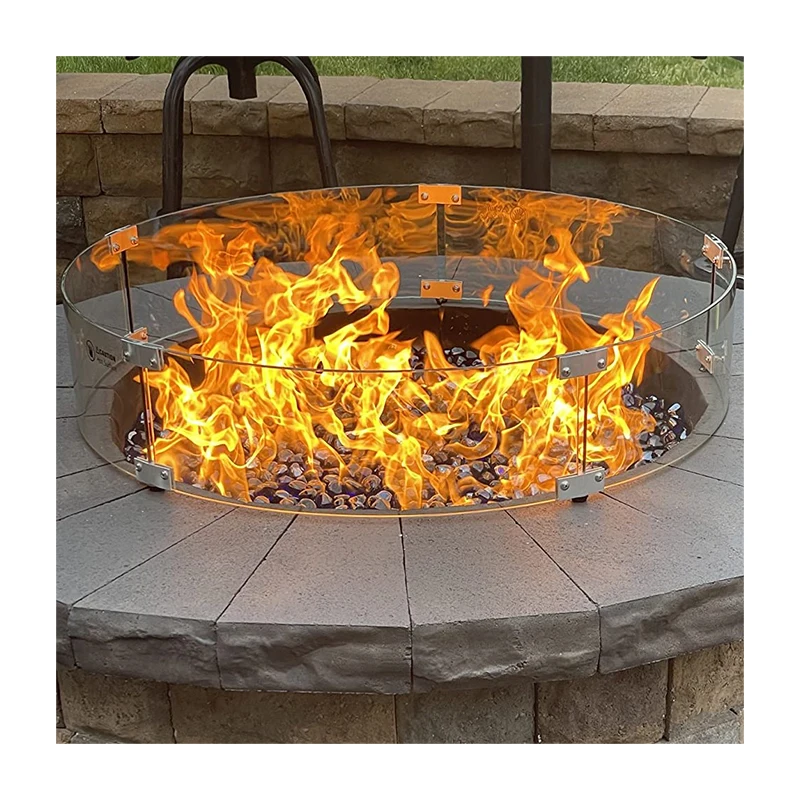 Heat-Resistant Glass Fire Stand Glass Guard Fireproof Glass For Fireplace Fire Pit Wind Guard