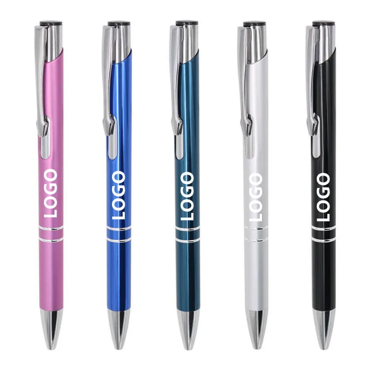 Promotional Custom Logo Branded Cheap Ball Point Metal Pen Personalised Multi Color Laser Engraved Stylus Ballpoint Pen for Gift