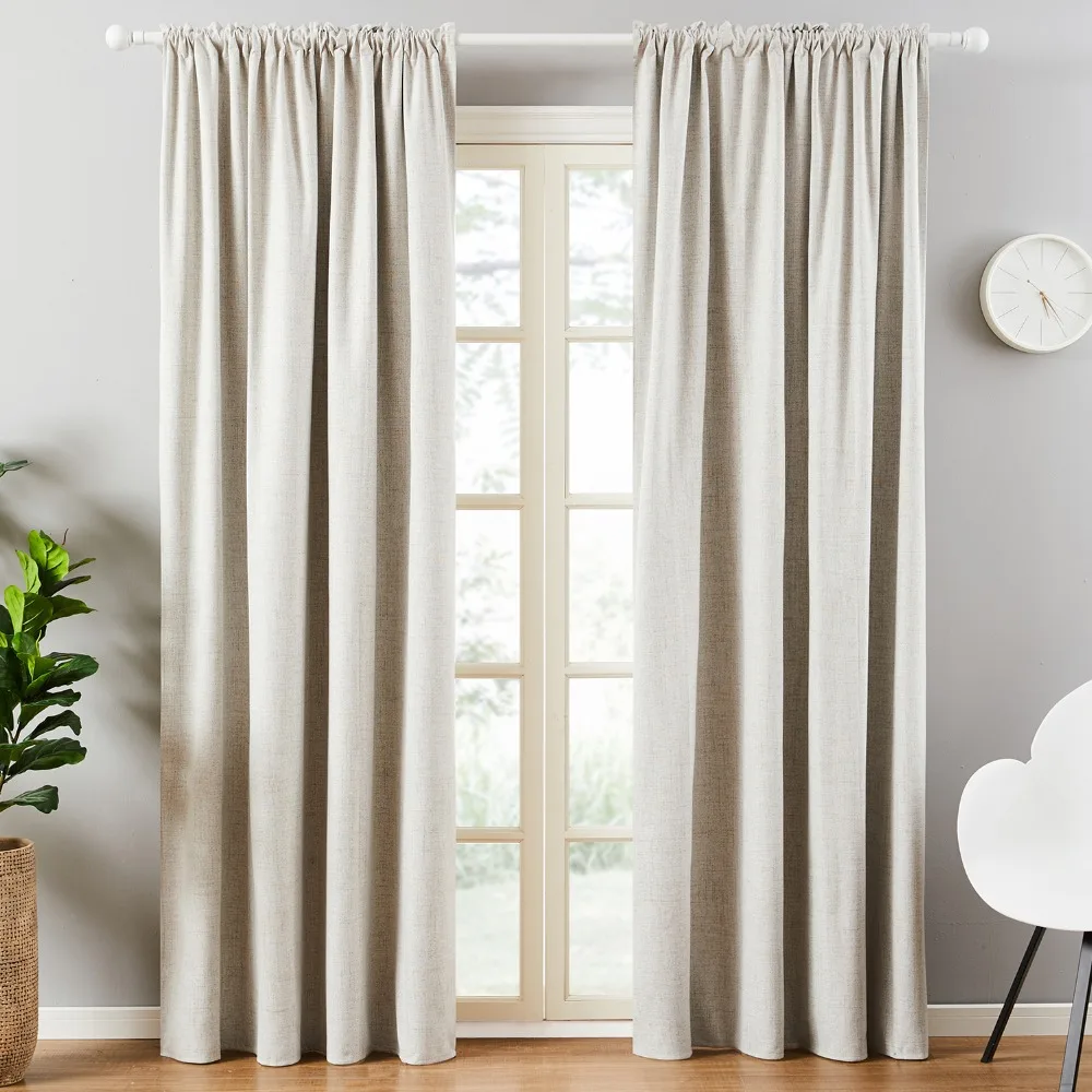 Modern Minimalist Coating Color Linen Hotel Bedroom Heat Insulation And Sun Protection Full Blackout Curtains