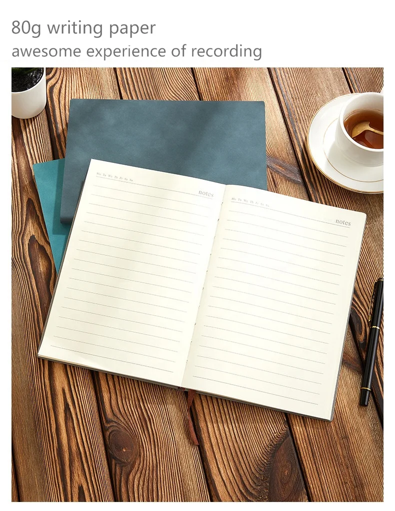 Custom Logo A5 A6 B5 Personalized Cheap Soft Leather Cover Journal Stationery Notebook Manual Book for School Office Business