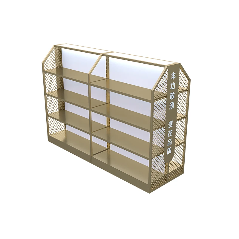 Shop shelves and display bar cabinet customized retail liquor store wine shopping steel-wood display rack