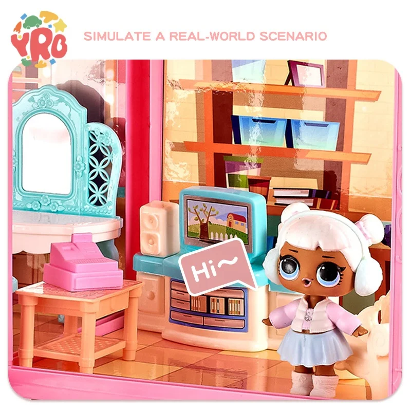 yrb baby Large Doll House Kit Toys Pretend Play Dream Baby Doll House Furniture Toy For Kids Girls Diy Big Children Accessories