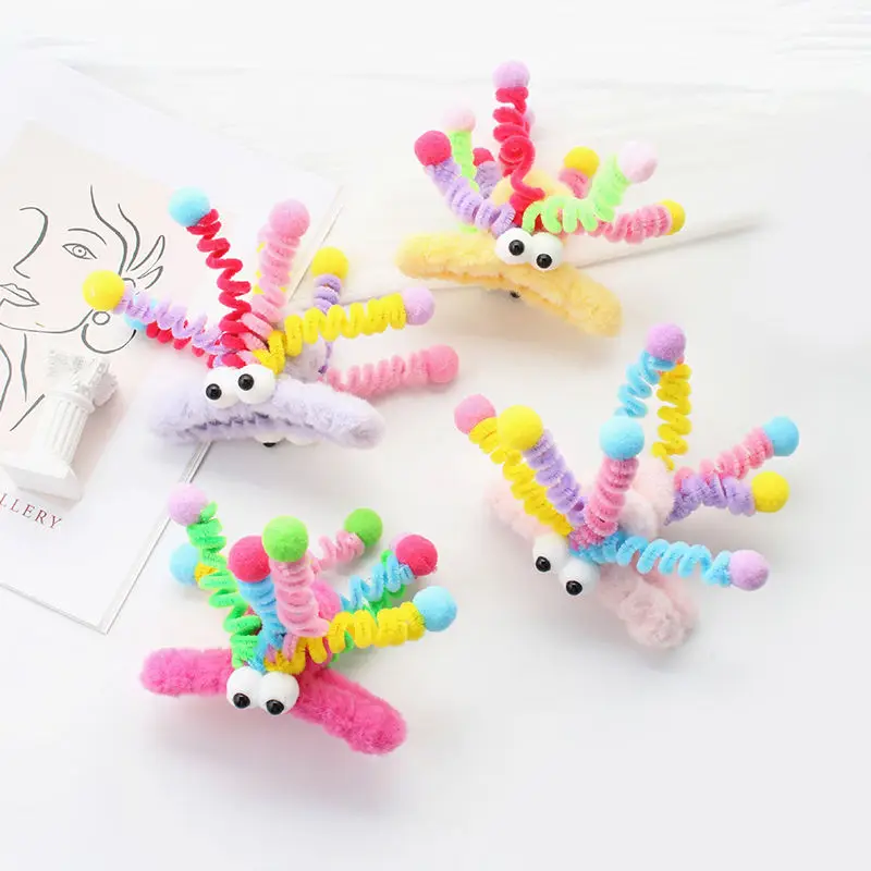 20cm Creative Plush Colorful Big Eye Doll Hair Clip Individuality Cute Monster Funny Shark Claw Large Cartoon Girl Accessories