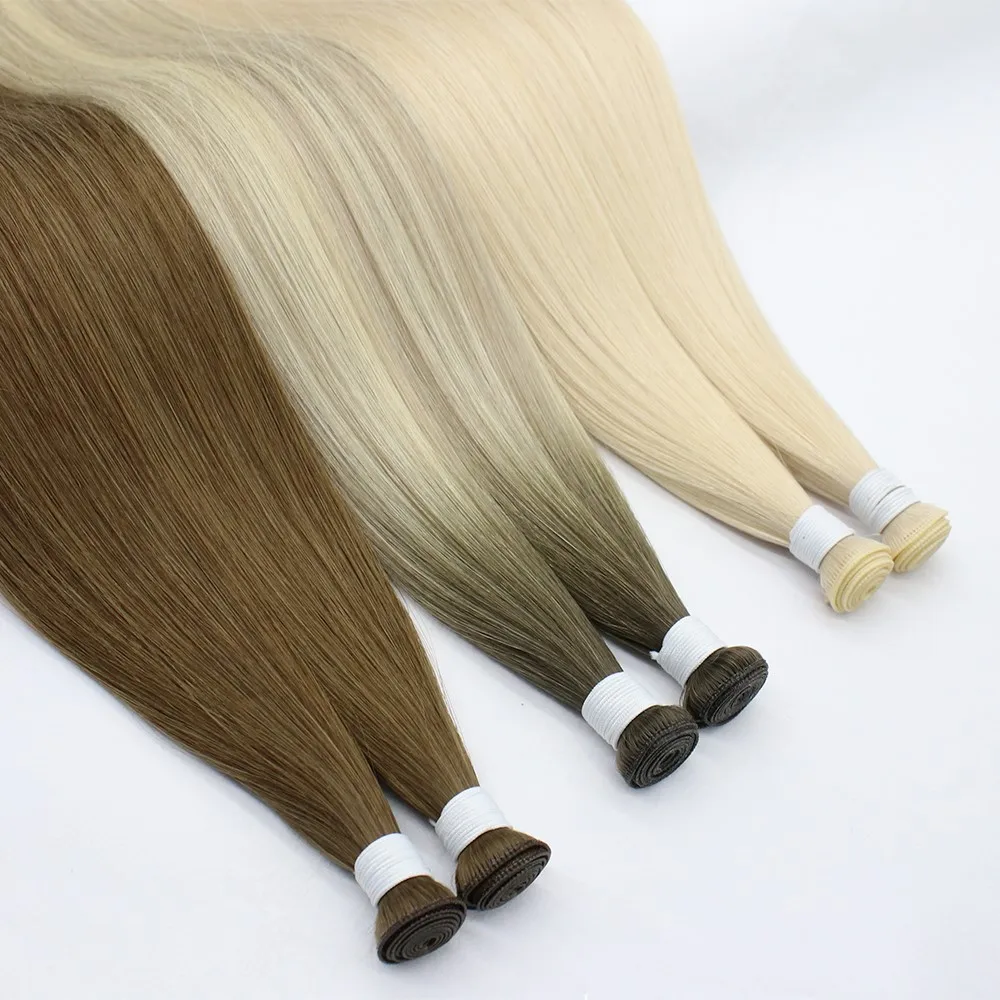 double drawn genius weft russian raw 100% remy hair virgin 50g 20inch genius weft hair extensions human hair