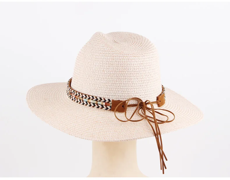 panama synthetic straw hats uv protection logo outdoor sun hat straw cowboy hat for women men