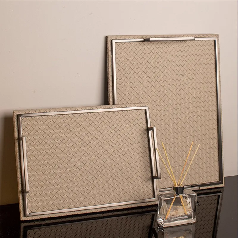 Wholesale Custom Coffee Tea Table Serving Platter Wood Tray Large Ottoman serving Tray