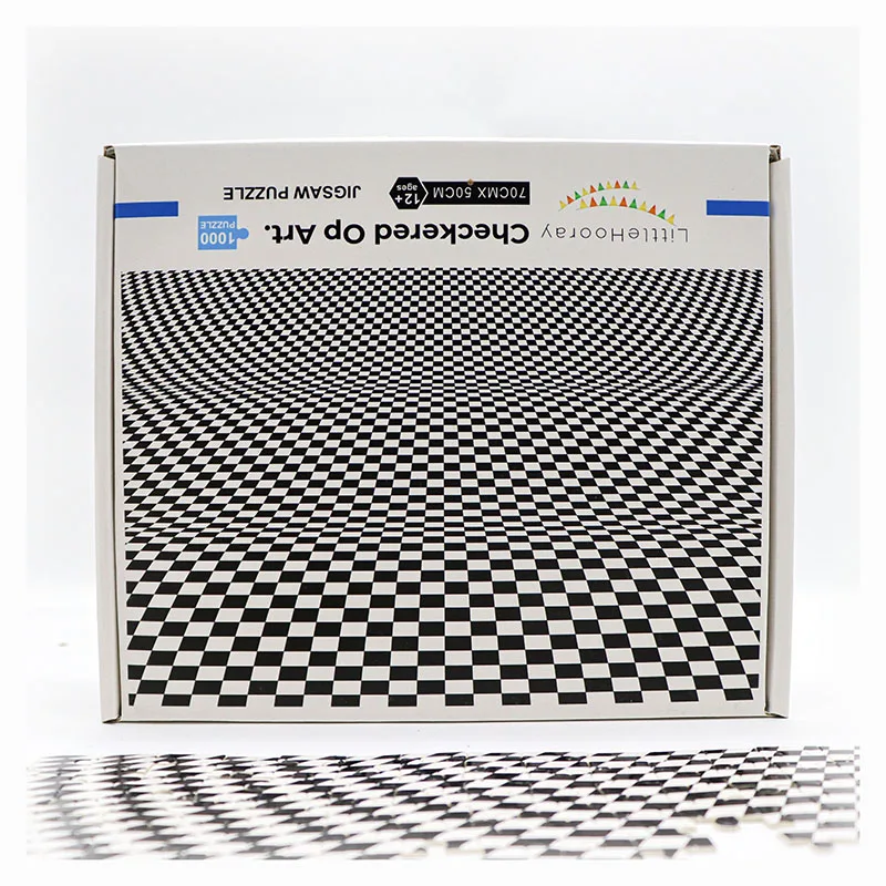 2022 hot Small box with drawings Back letter For Adults Toys Checkered Op Art custom jigsaw puzzle 1000 pieces