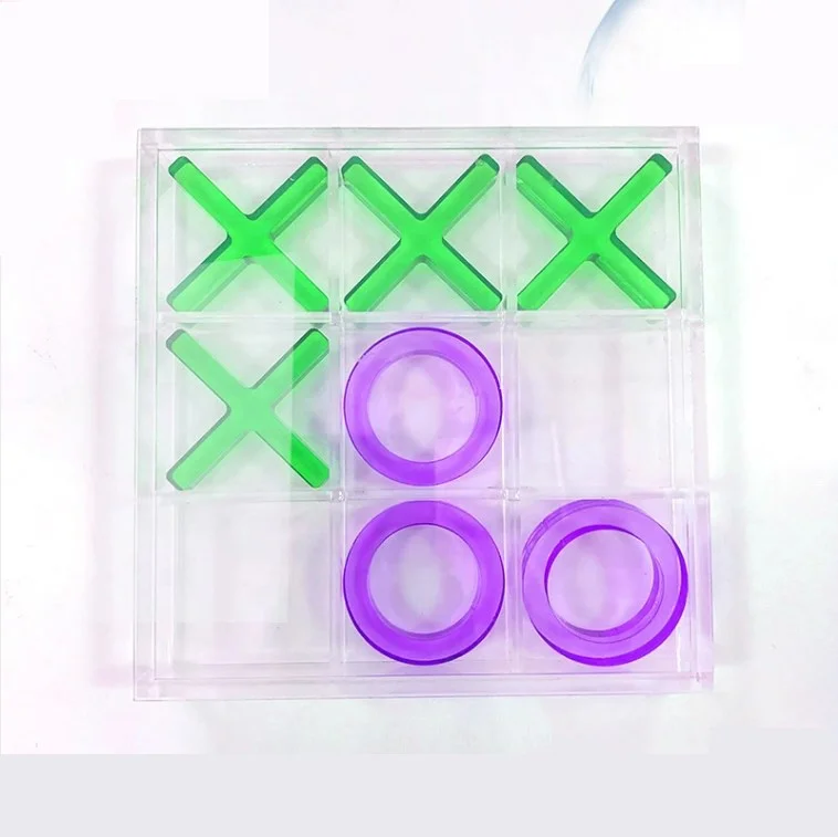 High-end quality good price Lucite acrylic XO game colorful  tic tac toe game set with box
