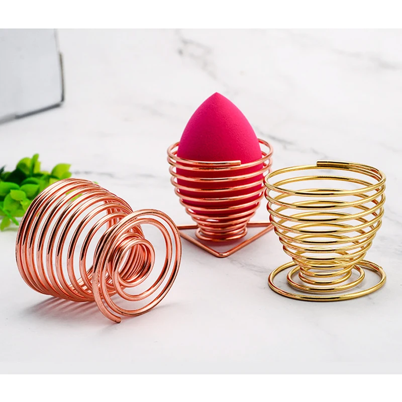 High quality Latex Free Soft Makeup Sponge Cosmetics Blender Sponge with Gold Makeup Sponge Display Stand Holder