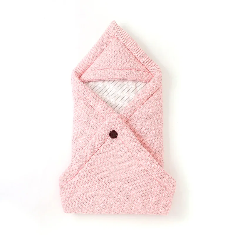 Baby sleeping bag Solid color newborn envelope kick resistant knit button sleeping bag blankets