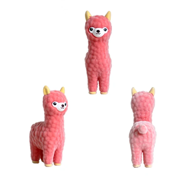 Kids hobbies collectible figure 3D plastic cake topper figure flocking lama display toy