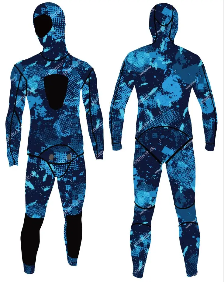 Two Piece Set 5mm Wetsuit Scuba Diving Suit Men Neoprene Underwater hunting Surfing Front Zipper Spearfishing Suit