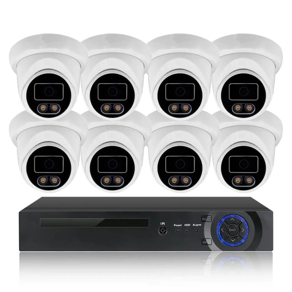 8MP Indoor Dome 4K Full HD Color Night Vision 8 channels Poe NVR Kit IP Camera Surveillance Systems