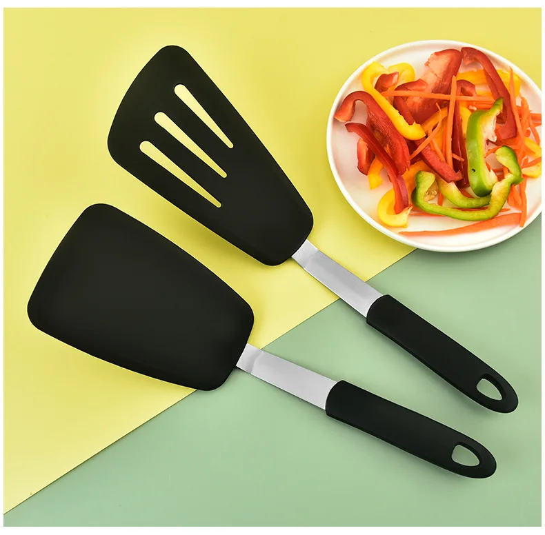 5pcs Enlarge Silicone kitchen utensils set with TPR Handles Kitchen tools Fish Turner Slotted Fry Turner in Big Size