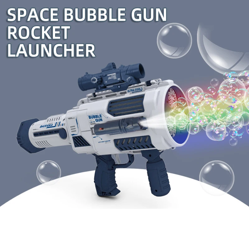 With light Rocket bubble gun machine toy outdoor summer Built in bubble liquid multi-color electric rocket bubble gun