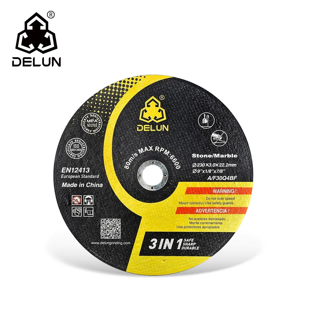 high quality 9inch 230mm DELUN  abrasive cutting long duration time cutting disk for metal and stainless steel