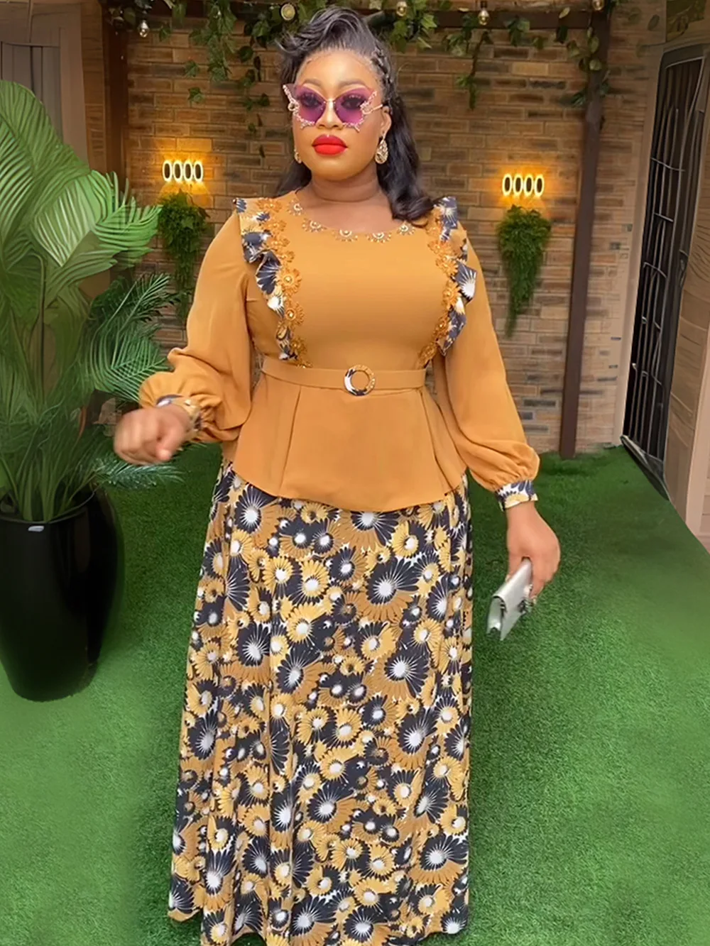 Plus Size African Party Long Dresses For Women New Dashiki Ankara Sequin Evening Gowns Outfits Robe Africa Clothing