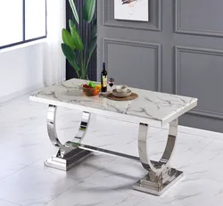 Luxury white marble dining table hot selling Furniture Dining Room Table Stainless Steel Base Dining Table