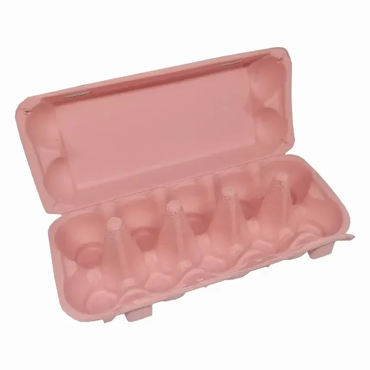 Custom Eco friendly molded pulp color egg box packaging tray sugar cane molding pulp packaging