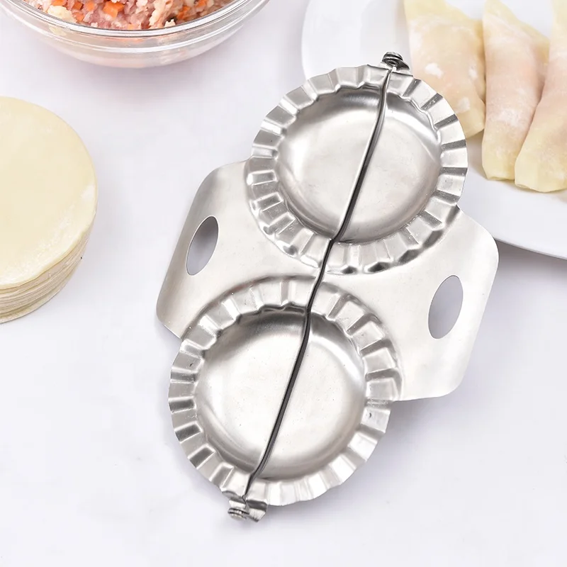 New Double Head Stainless Steel Dumpling Mold Dough Press Manual Dumpling Maker