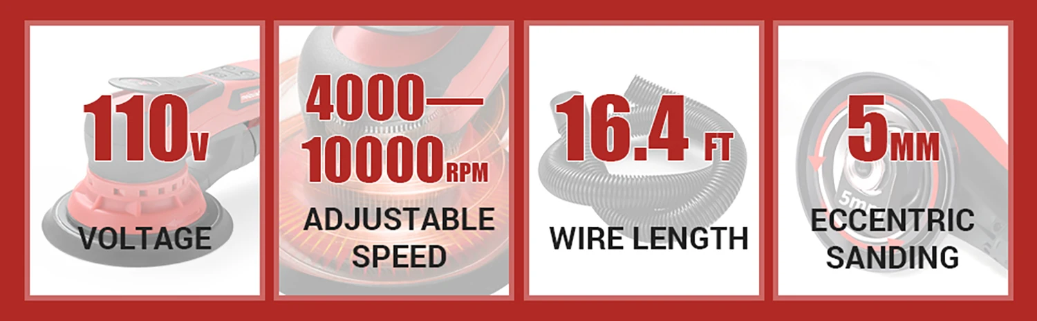 Floor Sander Machine Air Palm Orbital Sander Tool Kit Polisher Central Vacuum Wooden 6 Inch