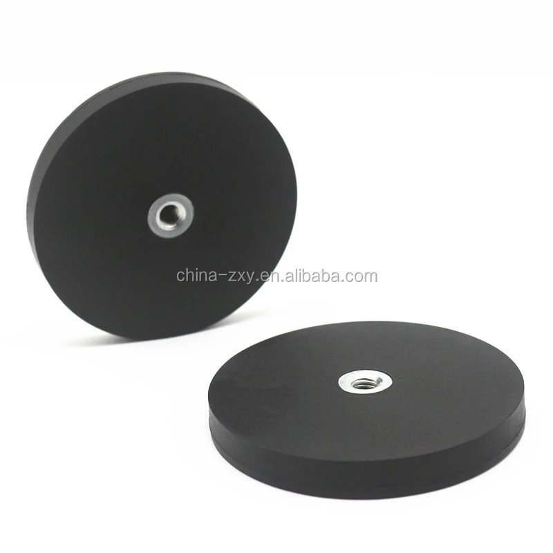 Rubber coated circular Disc magnets supplier Cheap price for Led Camera fixing magnetic mounting base with flat hole