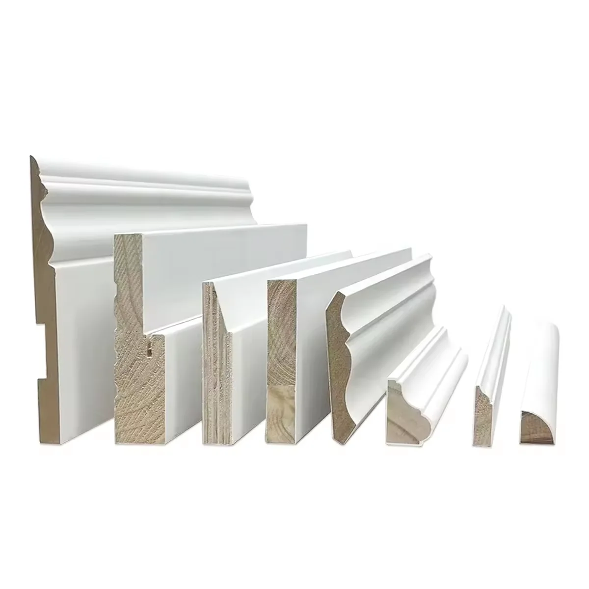 Painted White Primed Pine Wood Mdf Mouldings Modern Interior Decoration Moulds Waterproof Skirting Baseboard Moulding