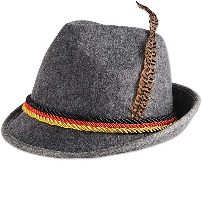 German Oktoberfest Alpine Bavarian Swiss felt suit felt hat