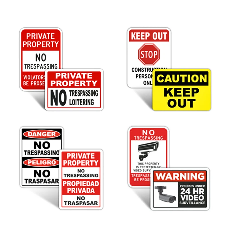 Outdoor Aluminum Traffic Road Safety Warning Reflective Monitor Area No Trespassing Signs