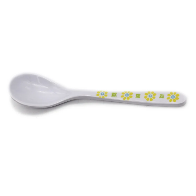 Eco-Friendly Mini White Flower Melamine Cutlery Sugar Spoon Kids Coffee Scoop Custom Multi Function Long Handle Tea Spoon