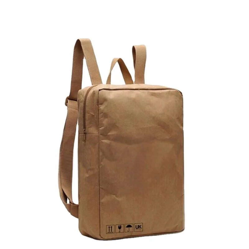 school usage bag folded washable kraft paper backpack