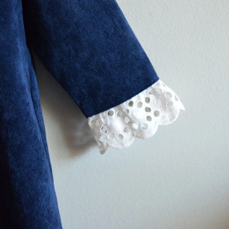 Retro Velvet Lace Froks Cheap Loose Casual European Vintage Children Fabrics For Girls Dresses