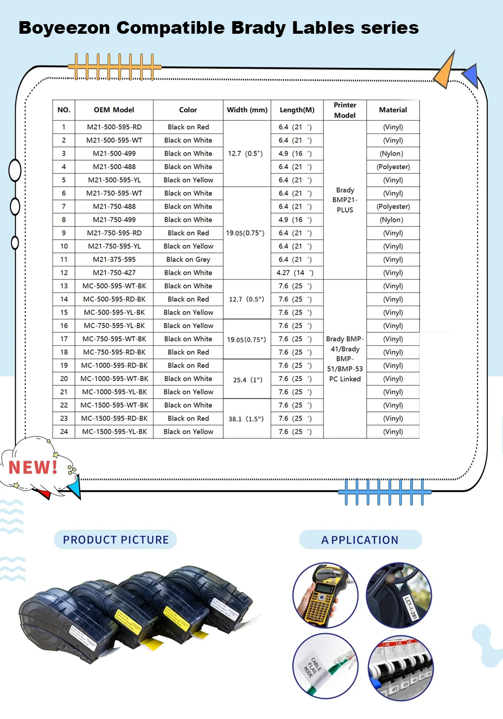 Совместимость для Brady BD-M21-1500-427 черная и белая этикетка картридж с MBP21 p сенсорный экран принтера