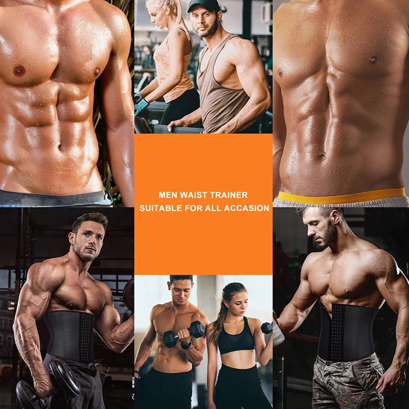 Fat burning back support corset cinturilla mens girdle compression latex waist trainer waist trimmer for men
