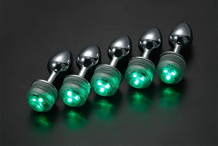 Metal Stainless steel Butt Plugs With LED Light  Anal Sex Toys Kit for Starter Beginner With Remote wireless control