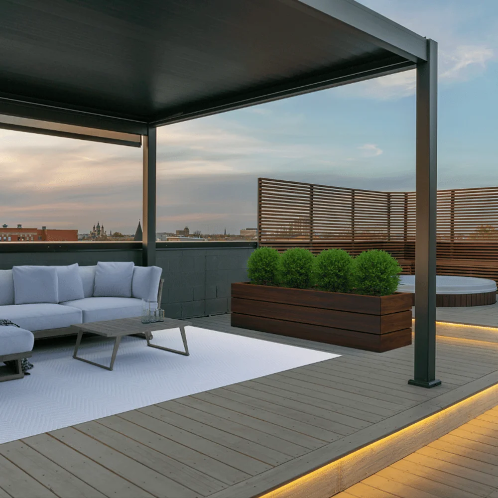 Luxury pergola aluminium outdoor wall mounted modular aluminum pergola with louvre roof