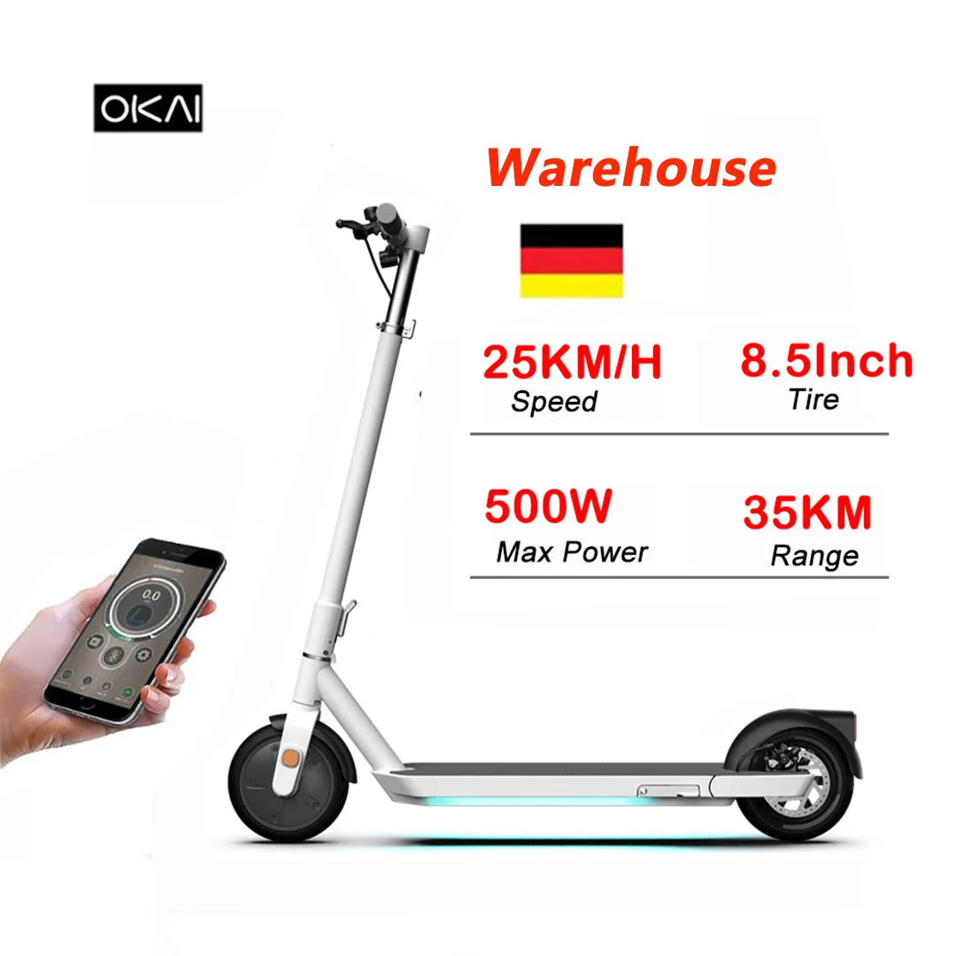 OKAI europe Germany warehouse 36V 10Ah max500W  Skateboard Foldable  E scooter adult Electric Scooter