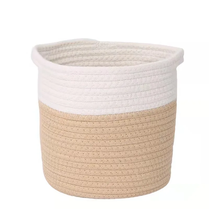 Cube Storage Bins Basket,Foldable Storage Cubes,Round Woven Cotton Rope Storage Basket for Closet Shelf Toys Storage and Cube