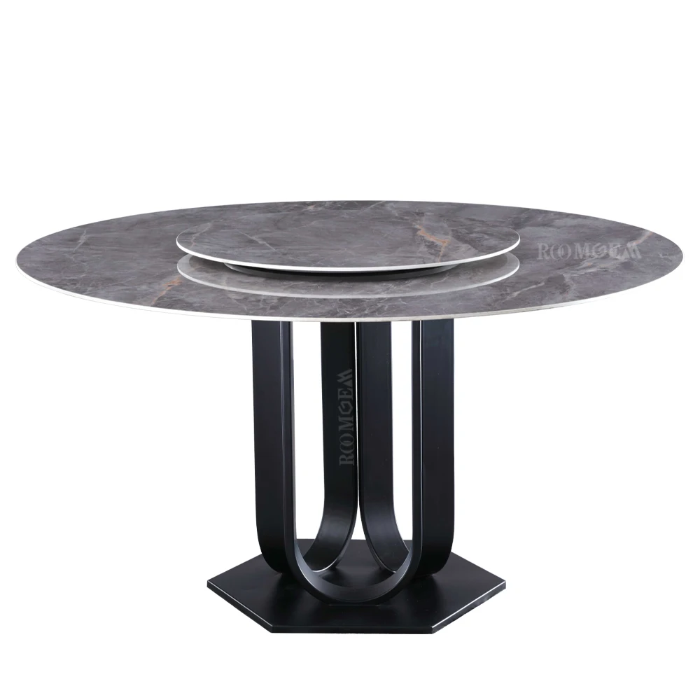 Italian Marble Sintered Stone Top Round Dining Table 4 Seater Table Set Dinner Furniture Set