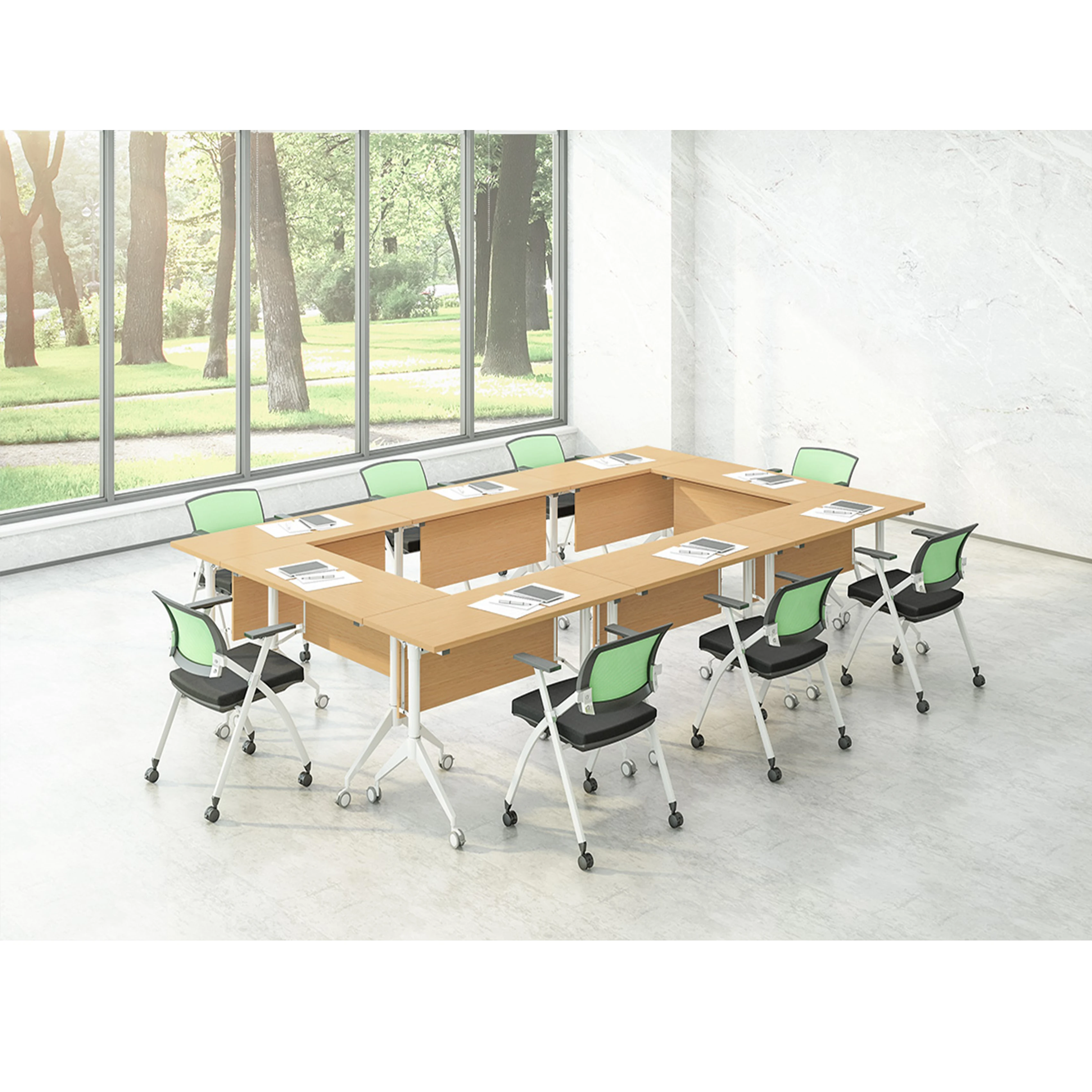 Movable folding training table for office training center furniture