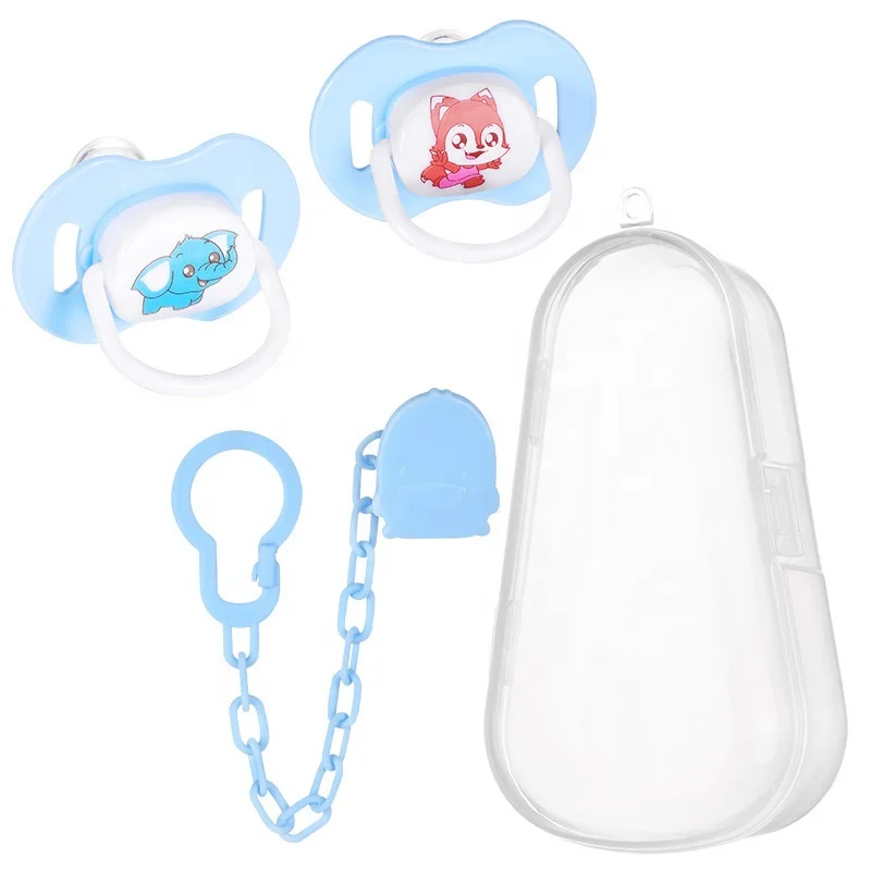 Wholesale 3-in-1 Cute Animal Design Toddler Baby Pacifier Nipple Set With Anti-Lost Clip For Babies