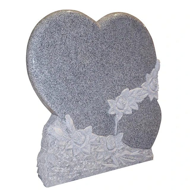 G603 китайский серый гранит двойное сердце цветы гравировка памятные надгробия камни