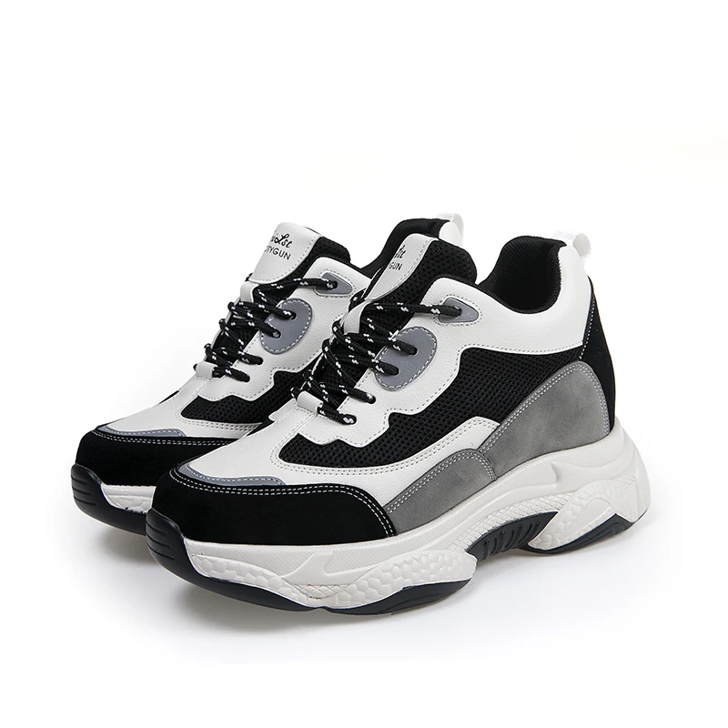 Wholesale women Sport Shoes Breathable Mesh Sneaker Height  Increasing Shoes